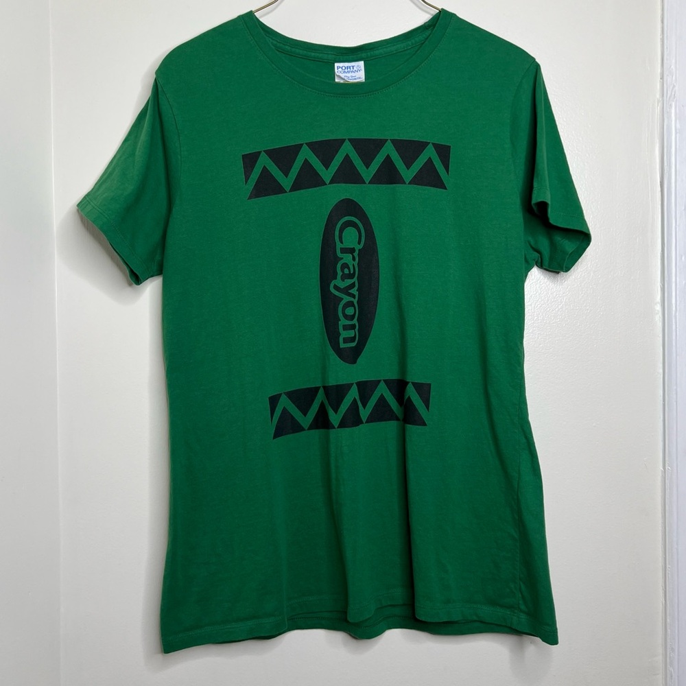 Green Crayon Short Sleeve T Shirt Women’s Size Large Costume Teacher Daycare